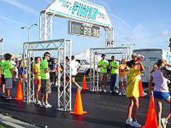 finish line with time clock