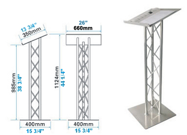 LECTERN MADE WITH ALUMINUM TRUSS FOR TRADE SHOW OR CHURCH PRESENTATIONS